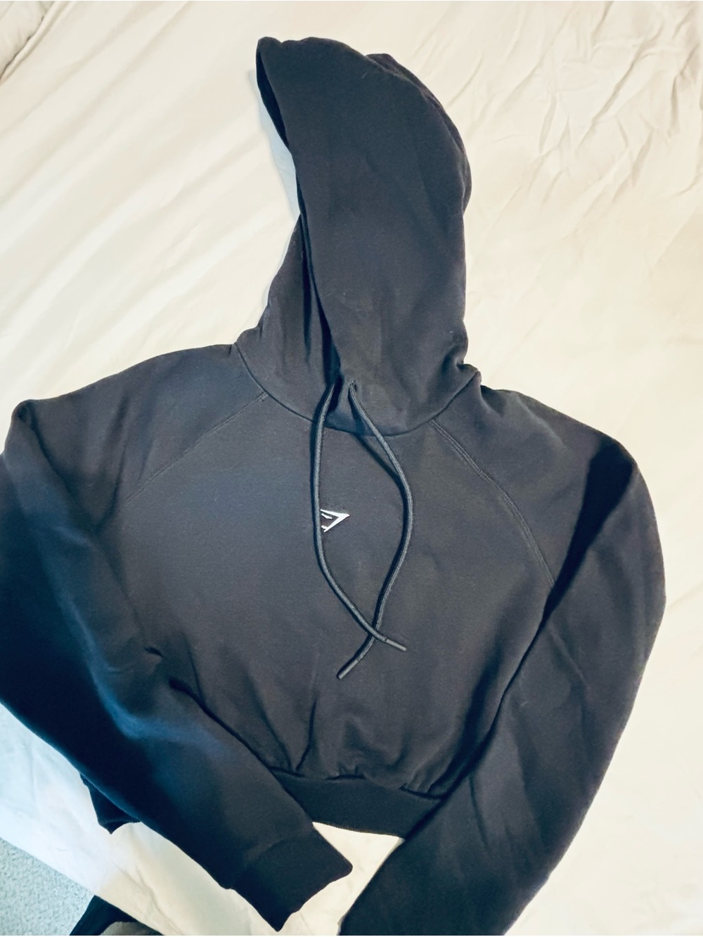 Gymshark Black Cropped Hoodie Size M Workout Athleisure